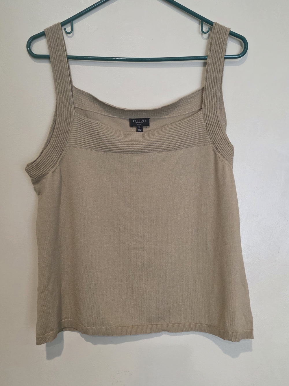 Talbots Women's Sleeveless Knit Tank Top in Beige XL Petite Summer Office Casual